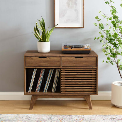 Render Vinyl Record Display Stand, Wood, Brown Walnut, 19775