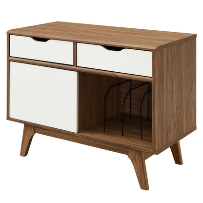 Envision Vinyl Record Display Stand, Wood, Brown Walnut White, 19776