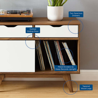 Envision Vinyl Record Display Stand, Wood, Brown Walnut White, 19776
