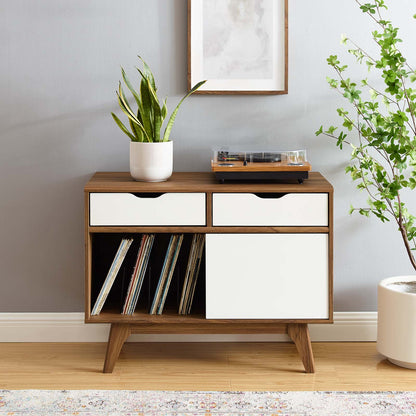 Envision Vinyl Record Display Stand, Wood, Brown Walnut White, 19776