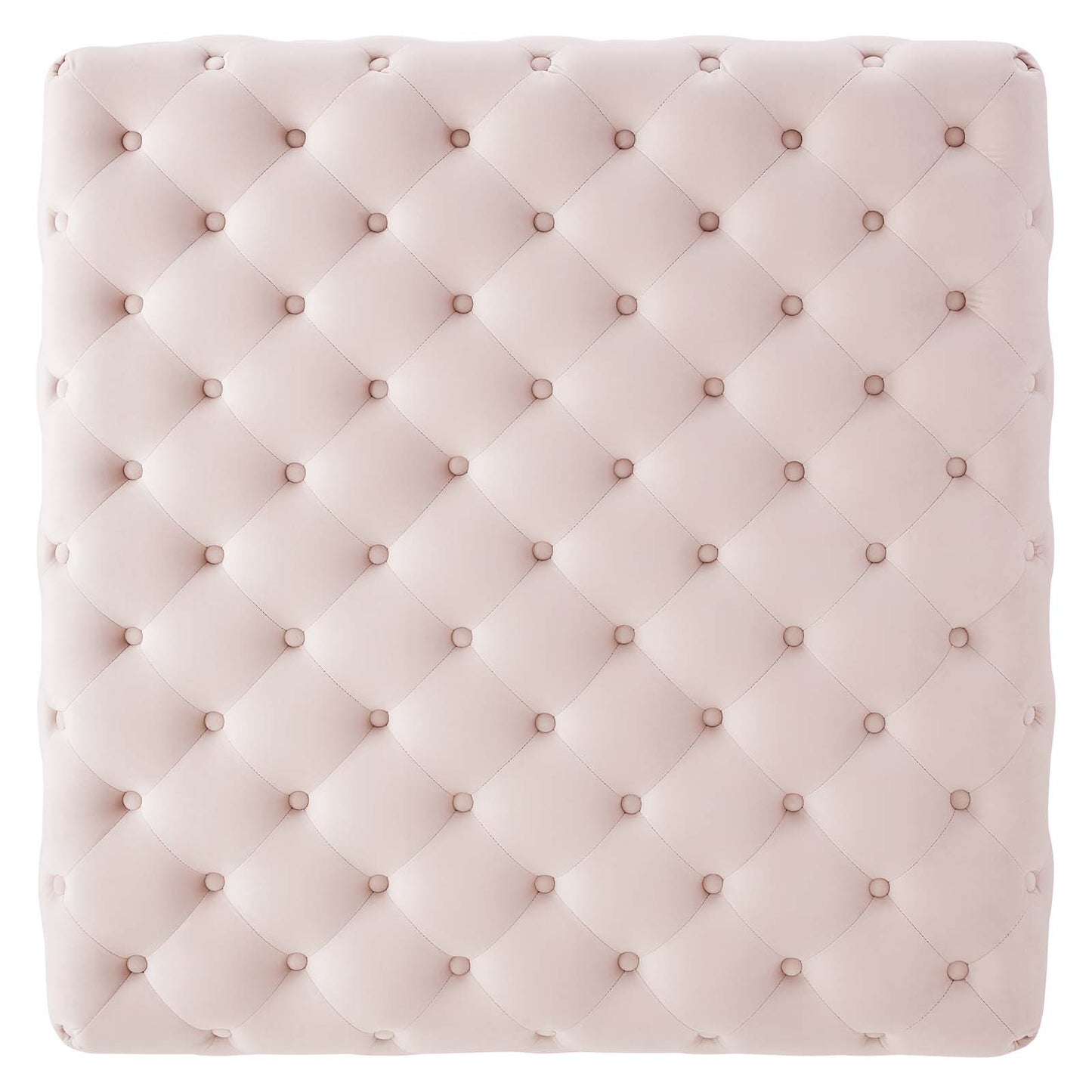 Ensconce Tufted Performance Velvet Square Ottoman, Velvet, Pink, 19779