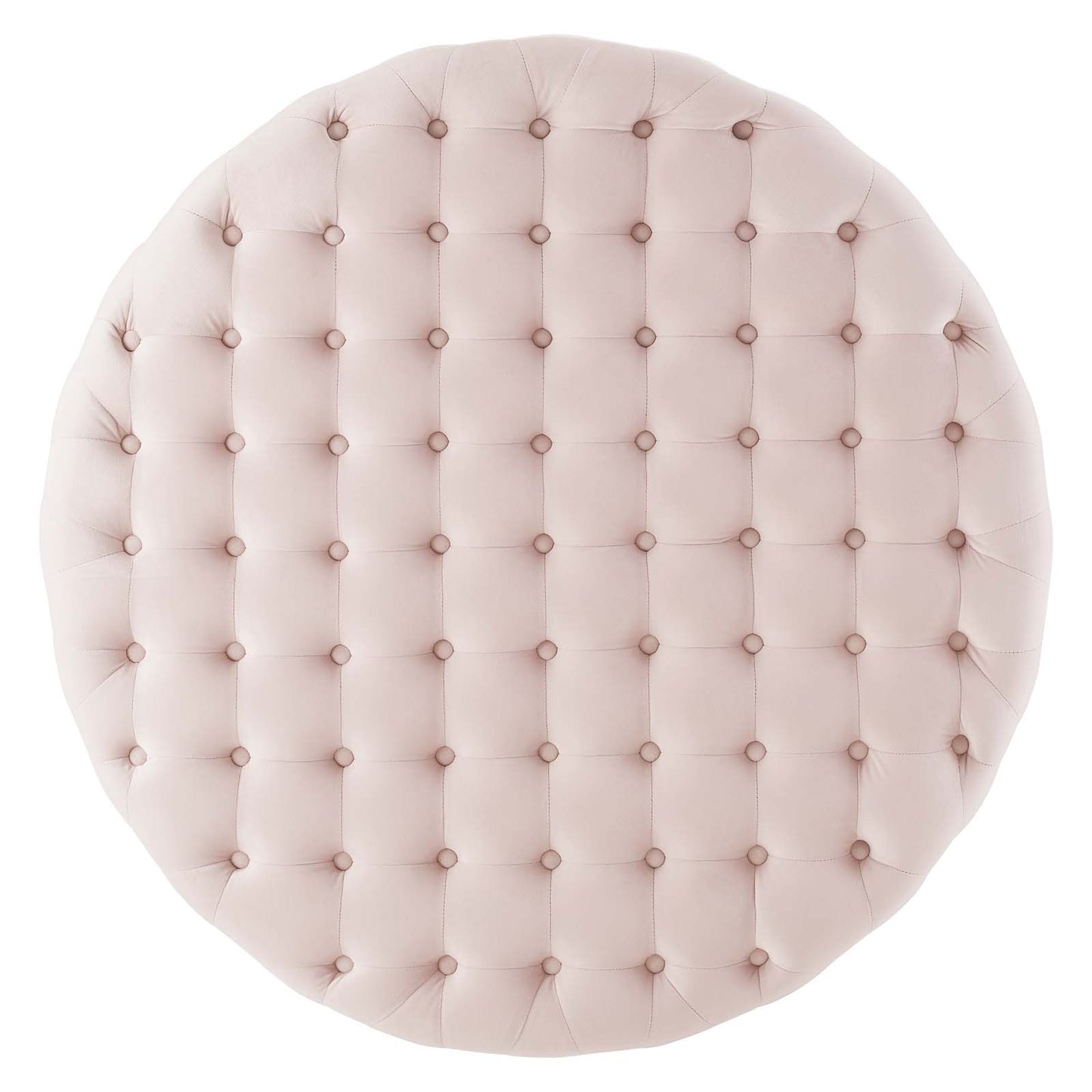 Ensconce Tufted Performance Velvet Round Ottoman, Velvet, Pink, 19782