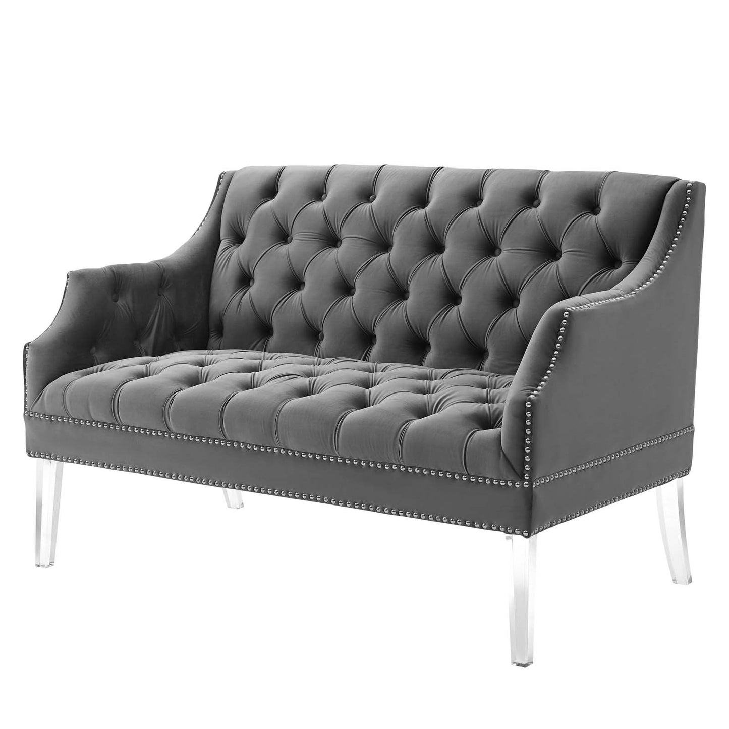 Proverbial Tufted Performance Velvet Loveseat, Velvet, Grey Gray, 19783