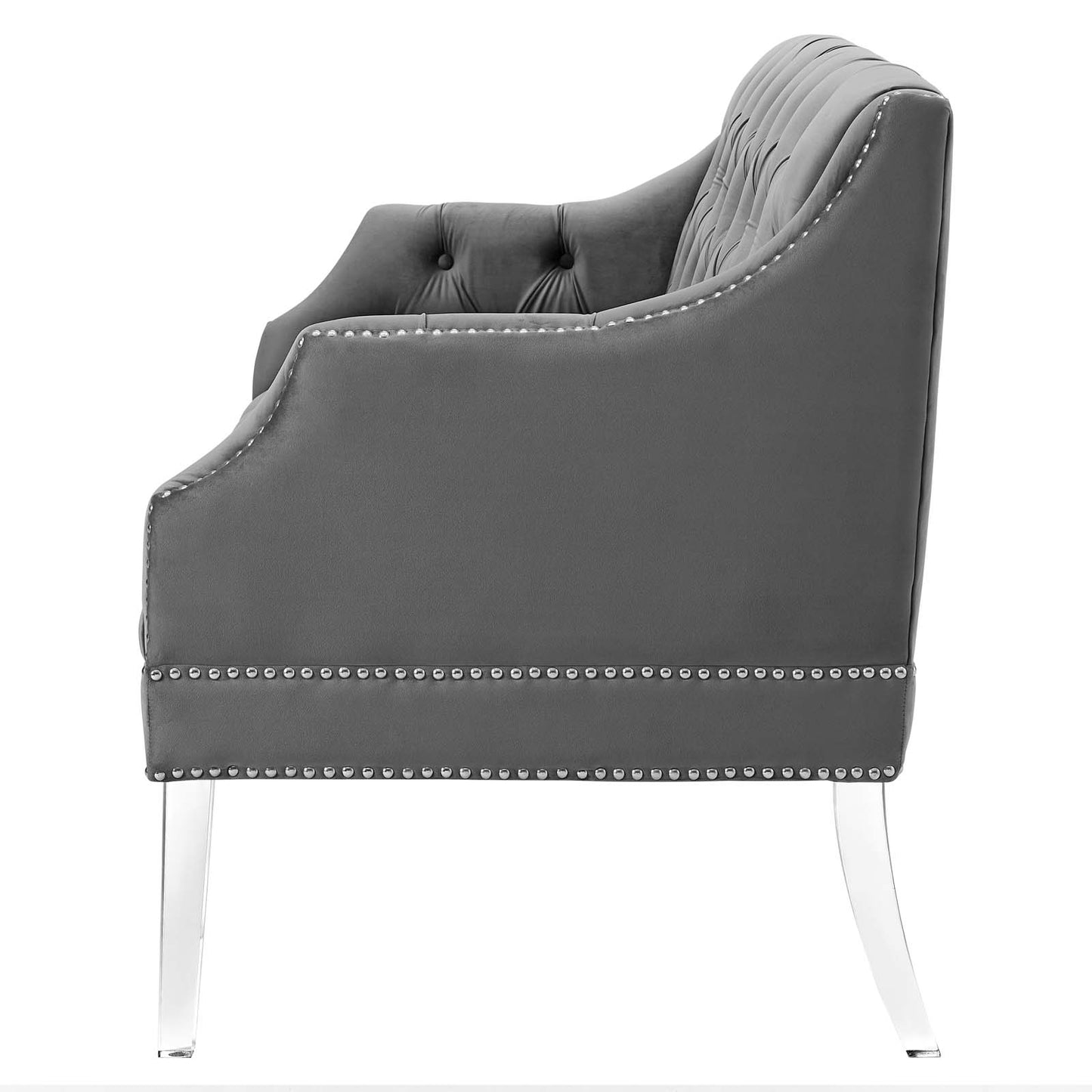 Proverbial Tufted Performance Velvet Loveseat, Velvet, Grey Gray, 19783