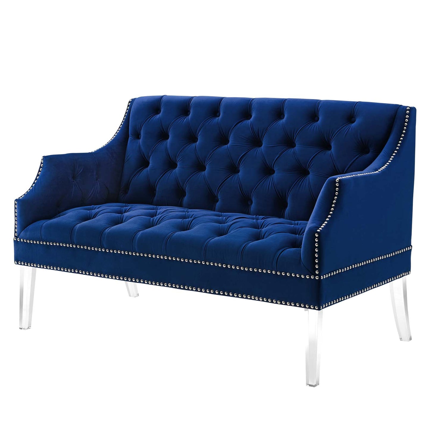 Proverbial Tufted Performance Velvet Loveseat, Velvet, Blue Navy, 19784