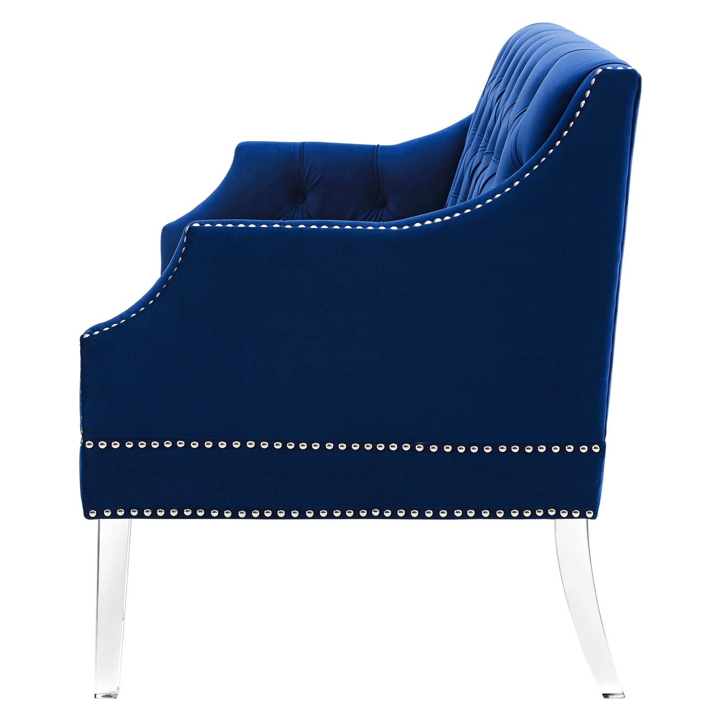 Proverbial Tufted Performance Velvet Loveseat, Velvet, Blue Navy, 19784