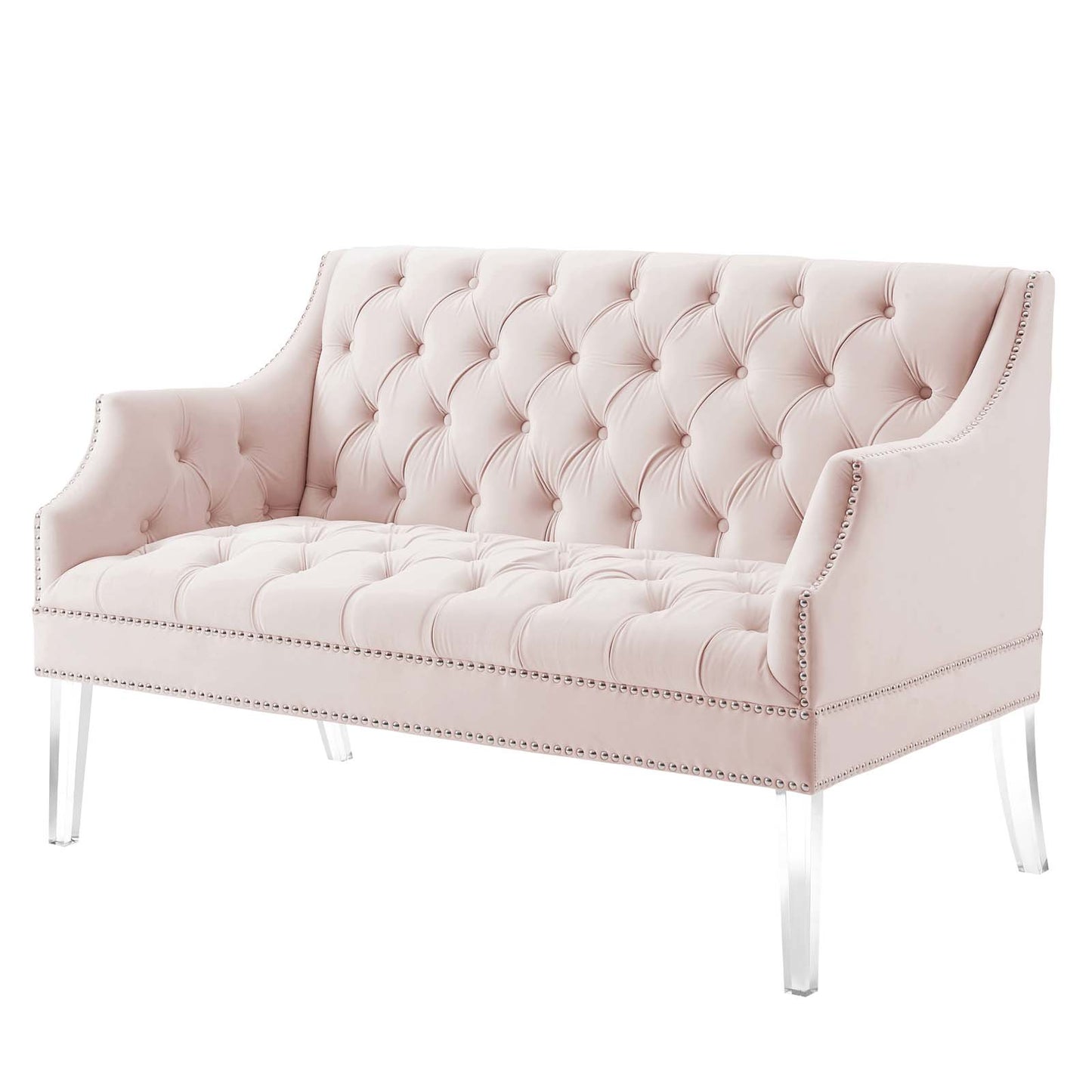 Proverbial Tufted Performance Velvet Loveseat, Velvet, Pink, 19785