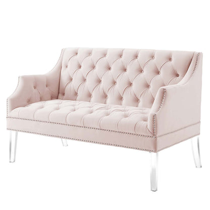 Proverbial Tufted Performance Velvet Loveseat, Velvet, Pink, 19785