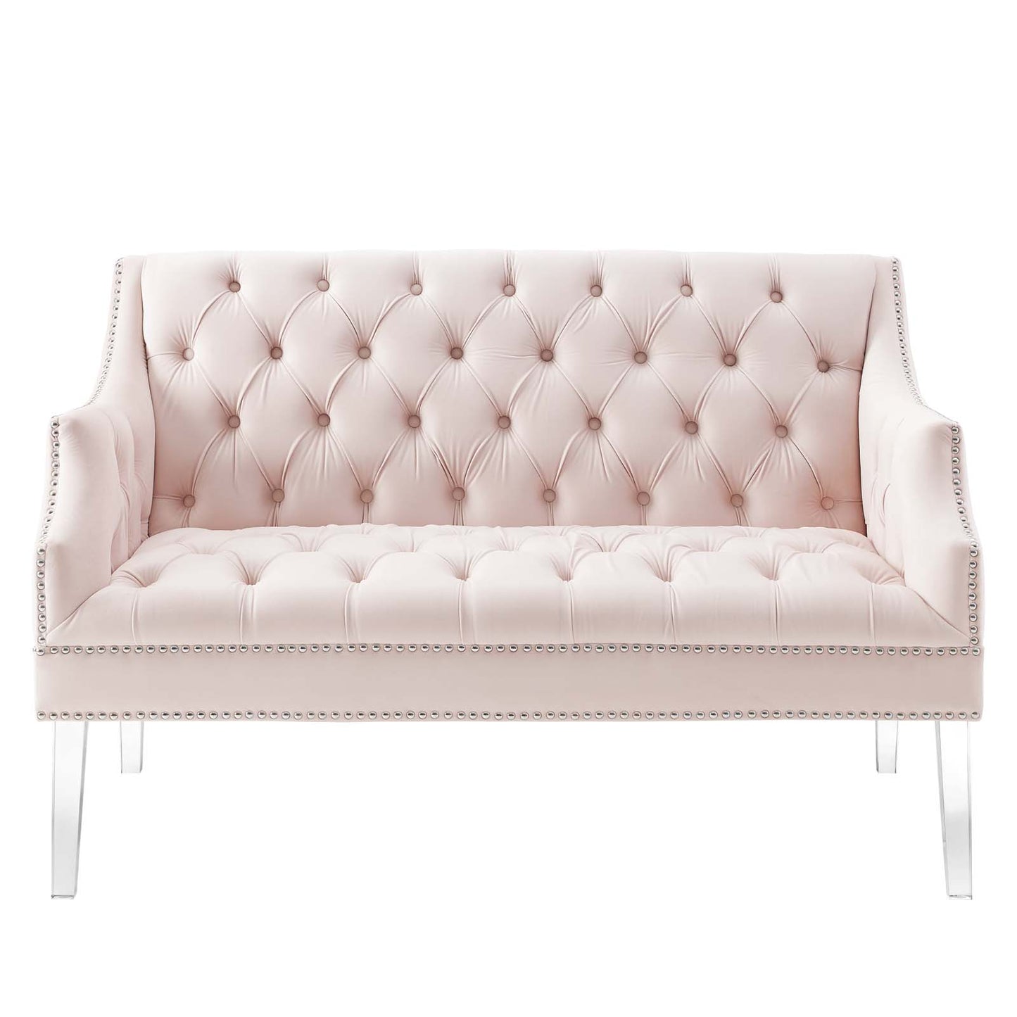 Proverbial Tufted Performance Velvet Loveseat, Velvet, Pink, 19785