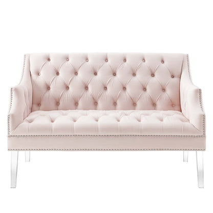 Proverbial Tufted Performance Velvet Loveseat, Velvet, Pink, 19785