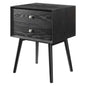 Ember Wood Nightstand With USB Ports, Wood, Black, 19786