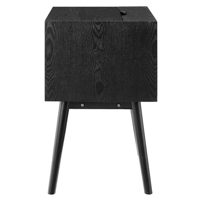 Ember Wood Nightstand With USB Ports, Wood, Black, 19786