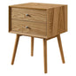 Ember Wood Nightstand With USB Ports, Wood, Brown Natural, 19787