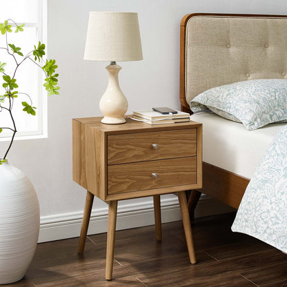 Ember Wood Nightstand With USB Ports, Wood, Brown Natural, 19787