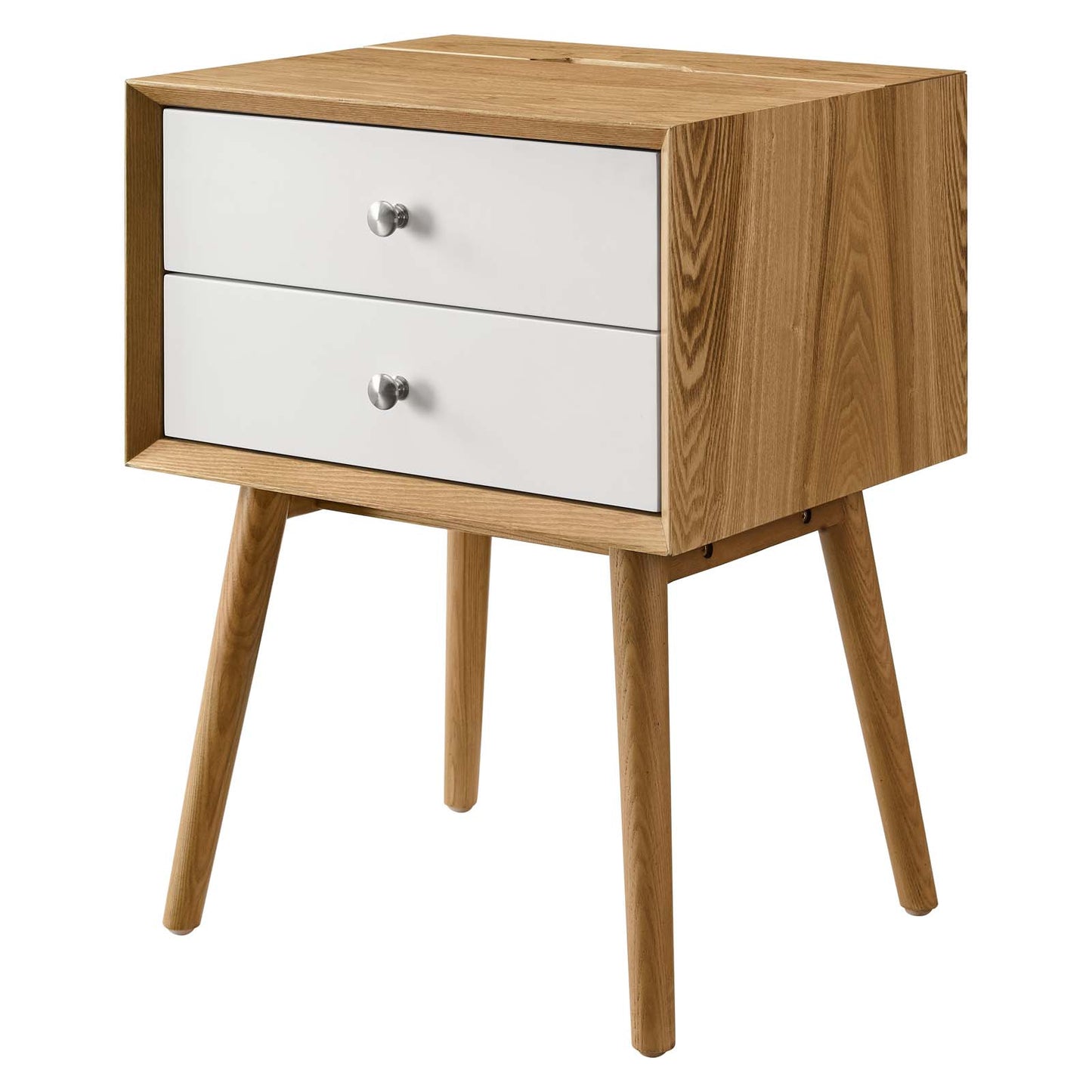 Ember Wood Nightstand With USB Ports, Wood, Brown Natural White, 19788