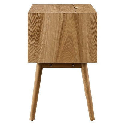 Ember Wood Nightstand With USB Ports, Wood, Brown Natural White, 19788