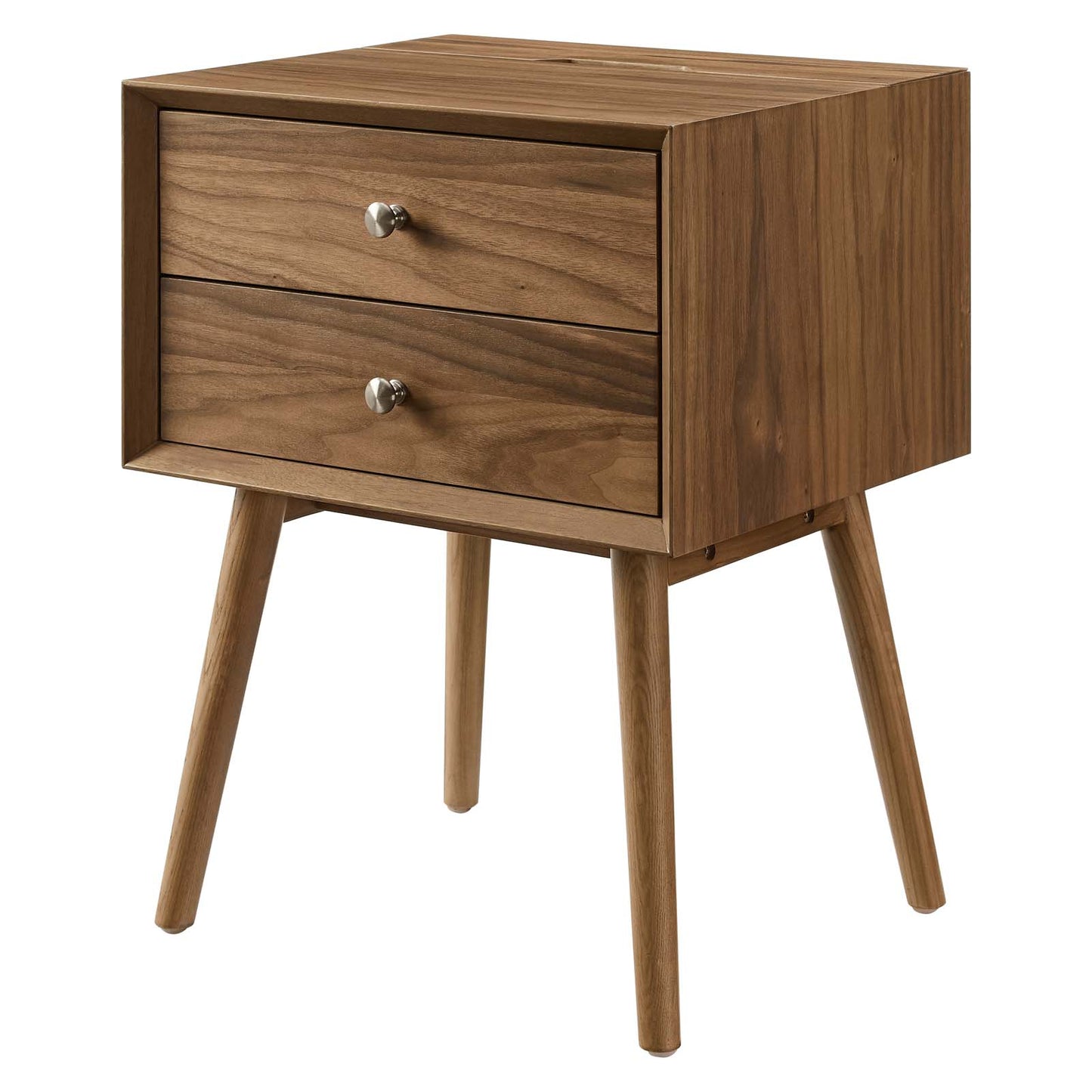 Ember Wood Nightstand With USB Ports, Wood, Brown Walnut, 19789