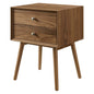 Ember Wood Nightstand With USB Ports, Wood, Brown Walnut, 19789