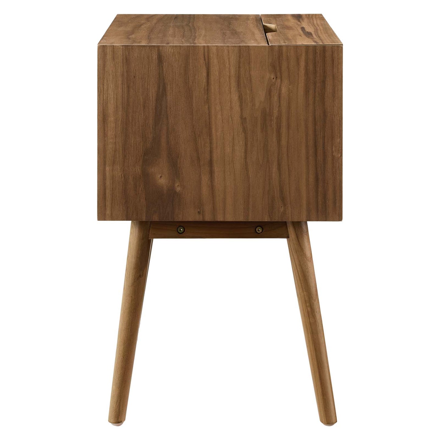 Ember Wood Nightstand With USB Ports, Wood, Brown Walnut, 19789