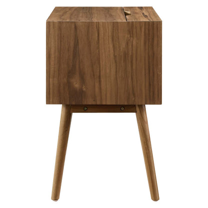 Ember Wood Nightstand With USB Ports, Wood, Brown Walnut, 19789