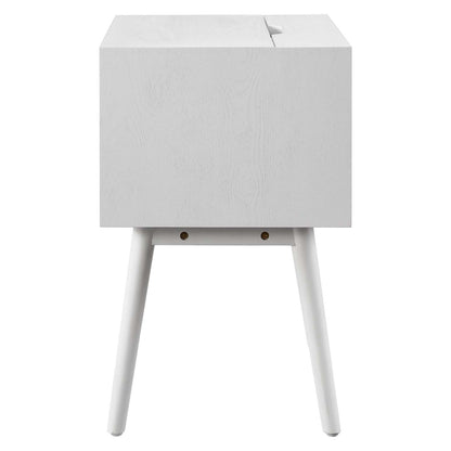 Ember Wood Nightstand With USB Ports, Wood, White, 19790
