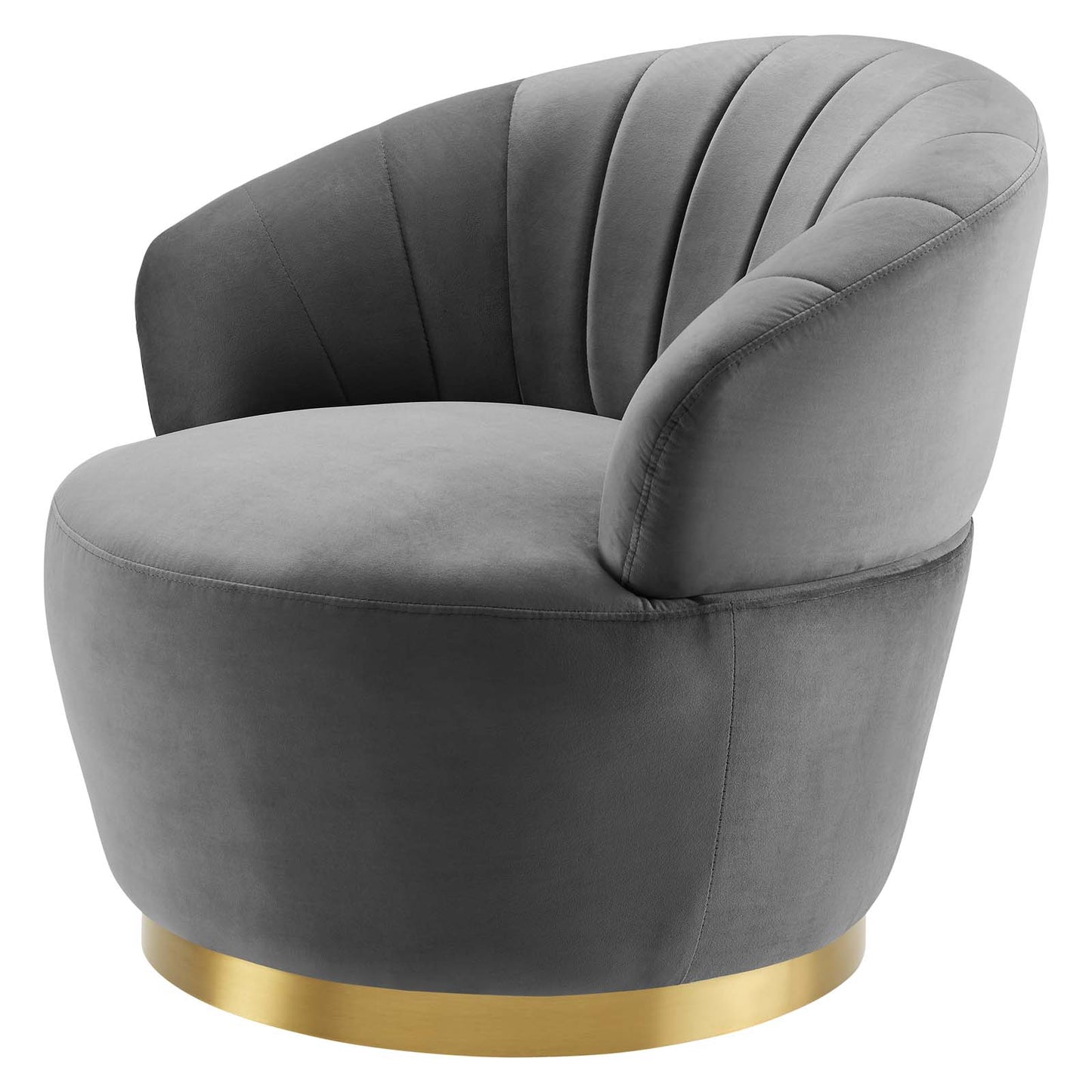 Billow Tufted Performance Velvet Swivel Chair, Velvet, Grey Gray, 19792