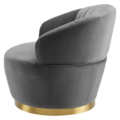 Billow Tufted Performance Velvet Swivel Chair, Velvet, Grey Gray, 19792