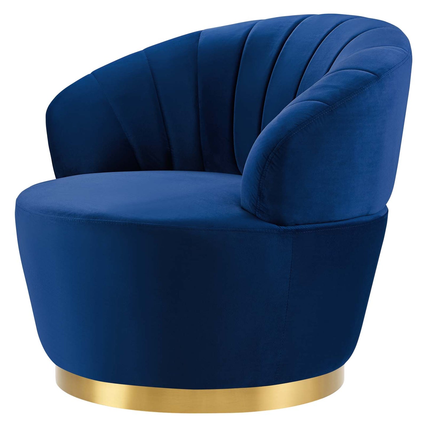 Billow Tufted Performance Velvet Swivel Chair, Velvet, Blue Navy, 19793