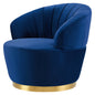 Billow Tufted Performance Velvet Swivel Chair, Velvet, Blue Navy, 19793