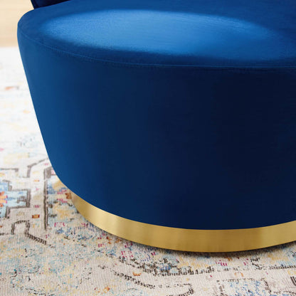 Billow Tufted Performance Velvet Swivel Chair, Velvet, Blue Navy, 19793