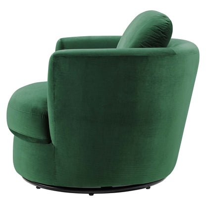 Pirouette Performance Velvet Swivel Armchair, Velvet, Green, 19794