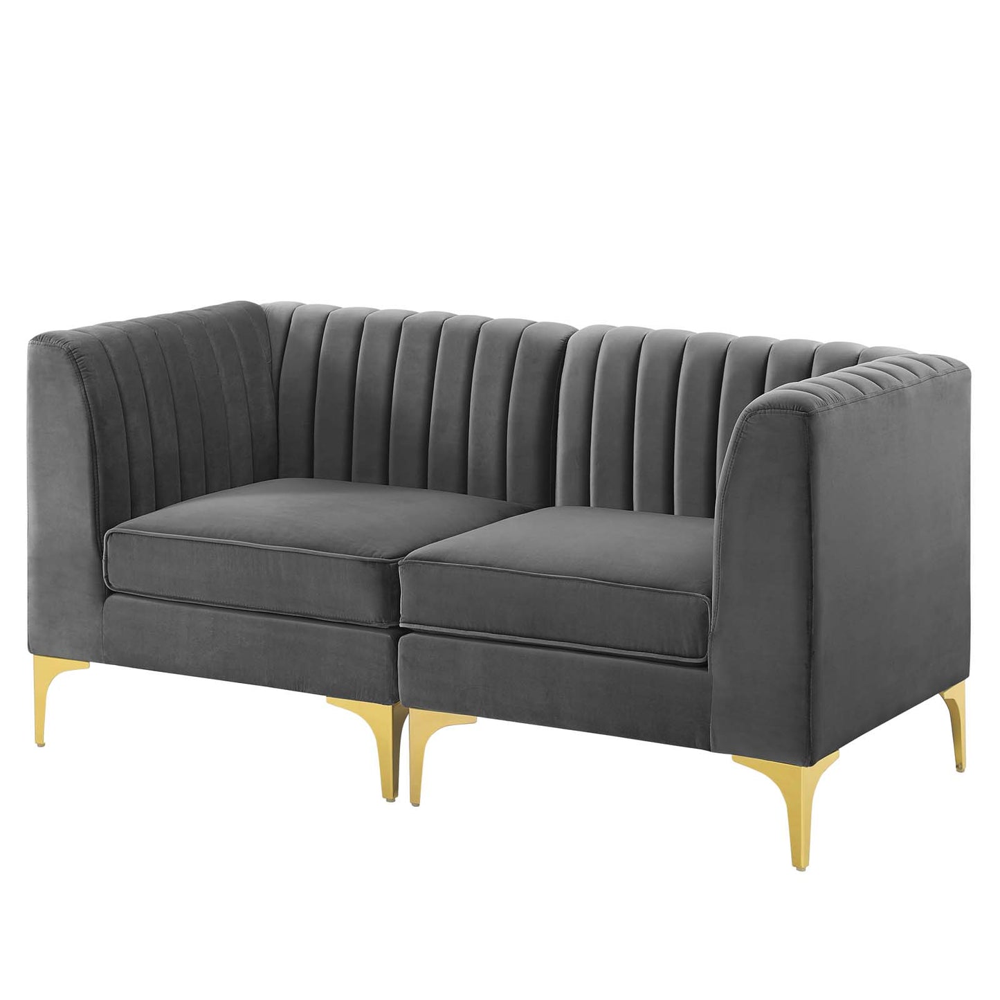 Triumph Channel Tufted Performance Velvet Loveseat, Velvet, Grey Gray, 19797