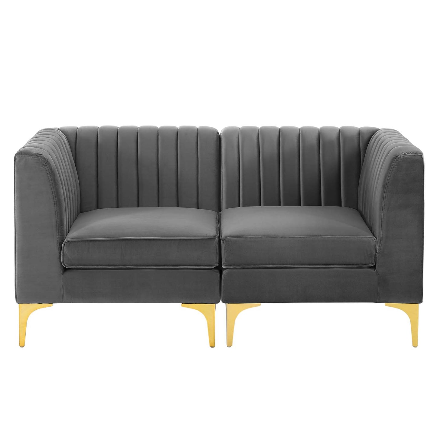 Triumph Channel Tufted Performance Velvet Loveseat, Velvet, Grey Gray, 19797