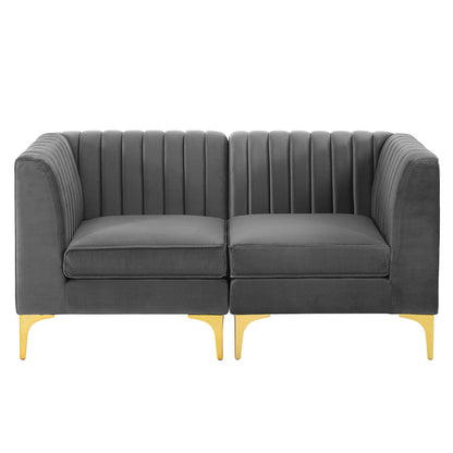 Triumph Channel Tufted Performance Velvet Loveseat, Velvet, Grey Gray, 19797