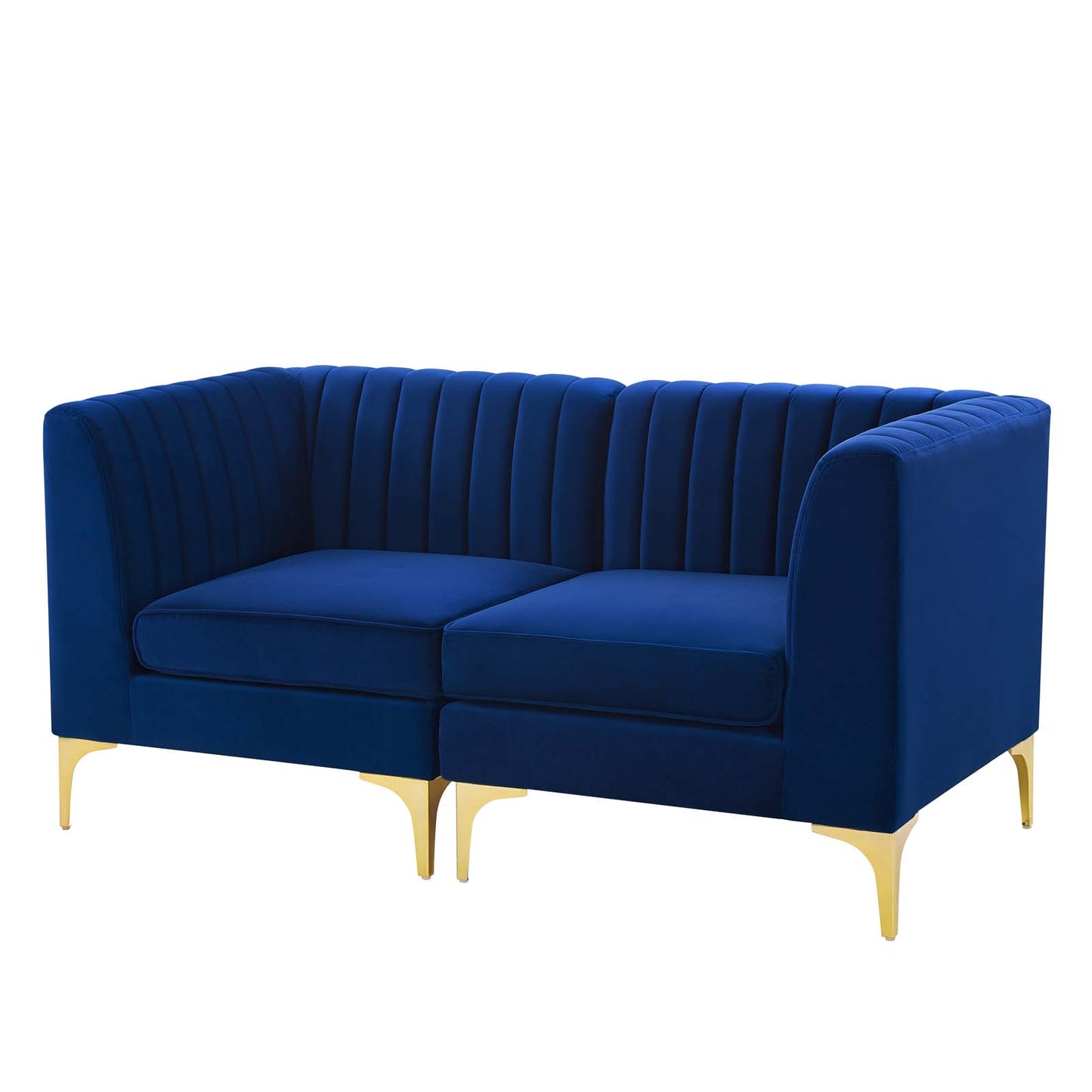 Triumph Channel Tufted Performance Velvet Loveseat, Velvet, Blue Navy, 19798