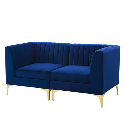 Triumph Channel Tufted Performance Velvet Loveseat, Velvet, Blue Navy, 19798