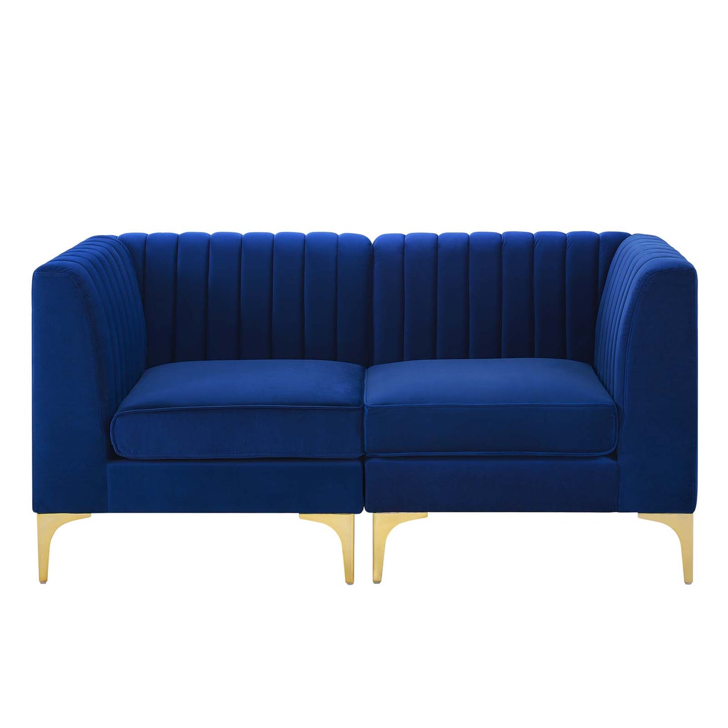 Triumph Channel Tufted Performance Velvet Loveseat, Velvet, Blue Navy, 19798