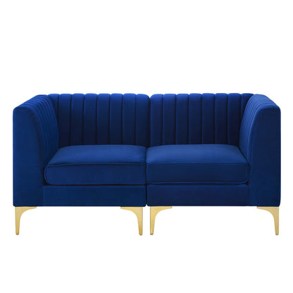 Triumph Channel Tufted Performance Velvet Loveseat, Velvet, Blue Navy, 19798