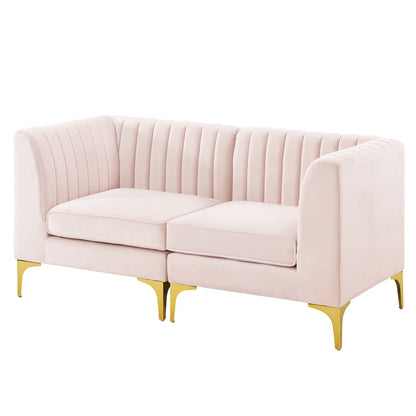 Triumph Channel Tufted Performance Velvet Loveseat, Velvet, Pink, 19799