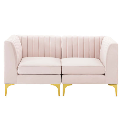 Triumph Channel Tufted Performance Velvet Loveseat, Velvet, Pink, 19799