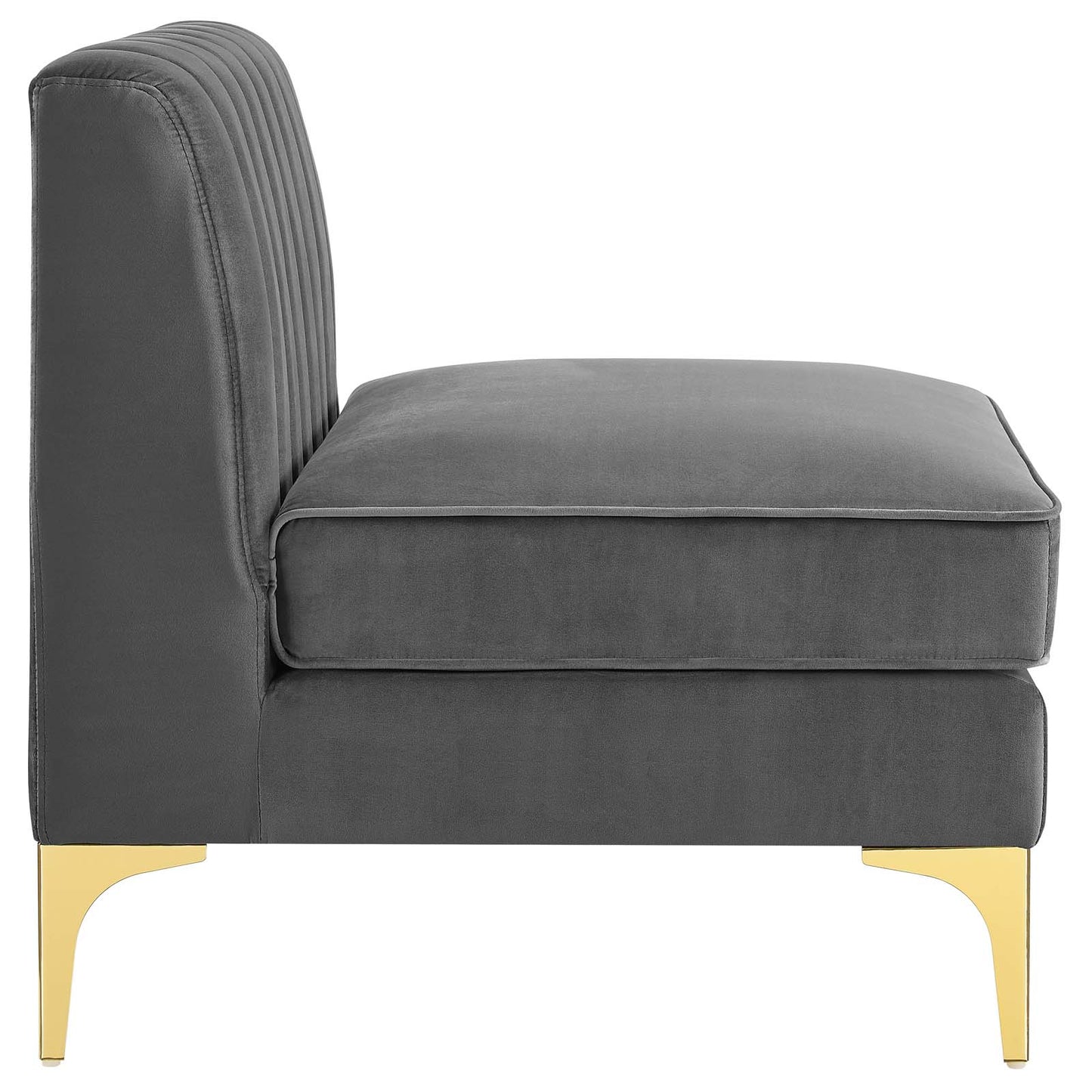 Triumph Channel Tufted Performance Velvet 	3-Seater Sofa, Velvet, Grey Gray, 19800
