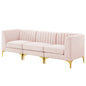 Triumph Channel Tufted Performance Velvet 	3-Seater Sofa, Velvet, Pink, 19802