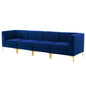 Triumph Channel Tufted Performance Velvet 4-Seater Sofa, Velvet, Blue Navy, 19804