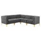 Triumph Channel Tufted Performance Velvet 5-Piece Sectional Sofa, Velvet, Grey Gray, 19809