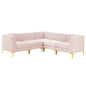 Triumph Channel Tufted Performance Velvet 5-Piece Sectional Sofa, Velvet, Pink, 19811
