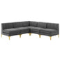 Triumph Channel Tufted Performance Velvet 5-Piece Sectional Sofa, Velvet, Grey Gray, 19812