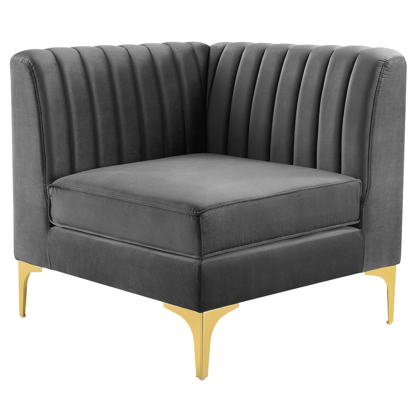 Triumph Channel Tufted Performance Velvet 5-Piece Sectional Sofa, Velvet, Grey Gray, 19812