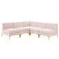 Triumph Channel Tufted Performance Velvet 5-Piece Sectional Sofa, Velvet, Pink, 19814