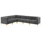 Triumph Channel Tufted Performance Velvet 6-Piece Sectional Sofa, Velvet, Grey Gray, 19815