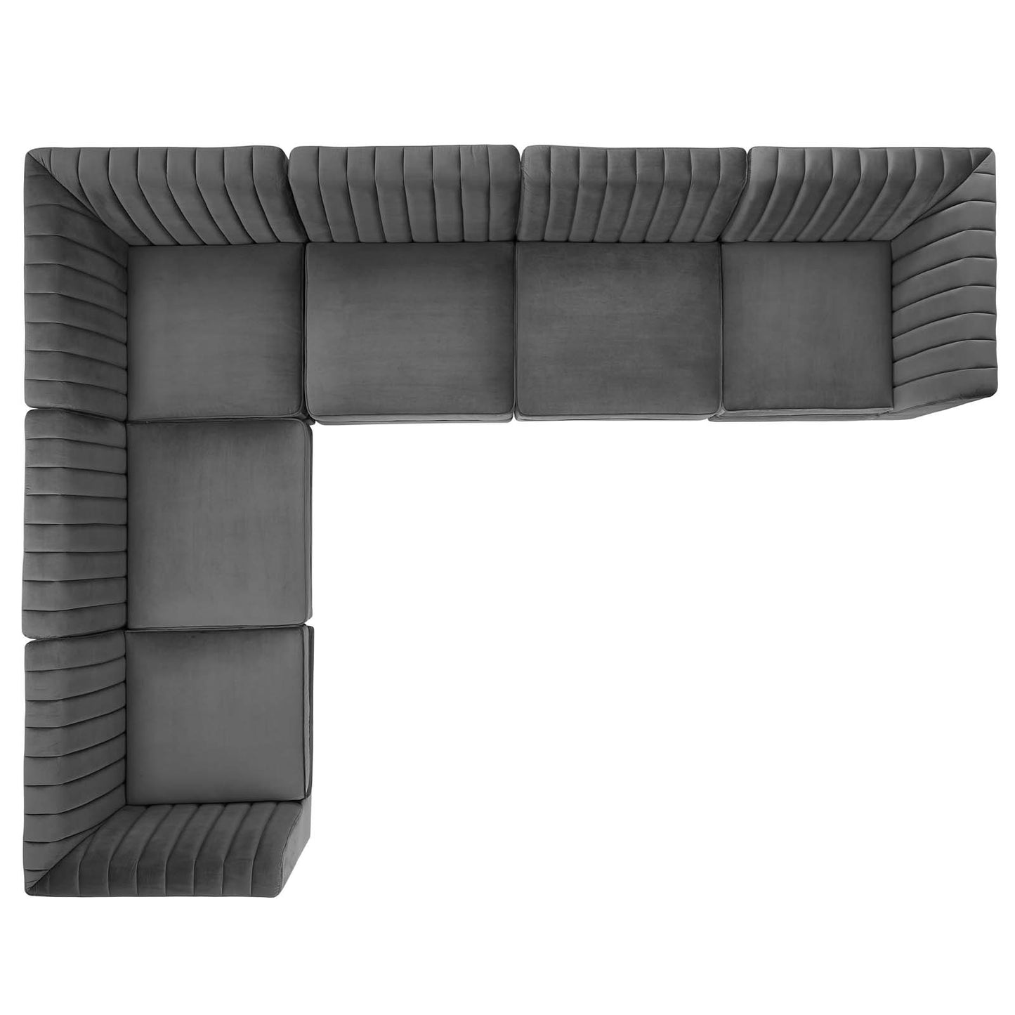 Triumph Channel Tufted Performance Velvet 6-Piece Sectional Sofa, Velvet, Grey Gray, 19815